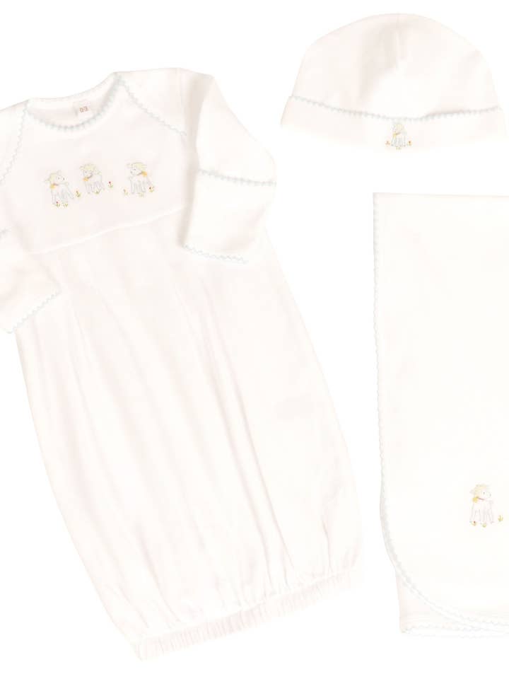 Set regalo Lambikins - Maglia in cotone egiziano - blu per la vendita all'ingrosso da parte di The Yellow Lamb