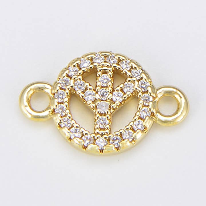 Bracciale in oro con ciondolo a forma di simbolo della pace in zirconia cubica CN408 per la vendita all'ingrosso da parte di Beads Creation