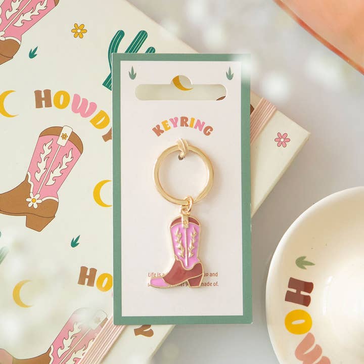 Something Different Wholesale - Wholesale Keychain - Women's - Pink Cowboy Boot Keyring