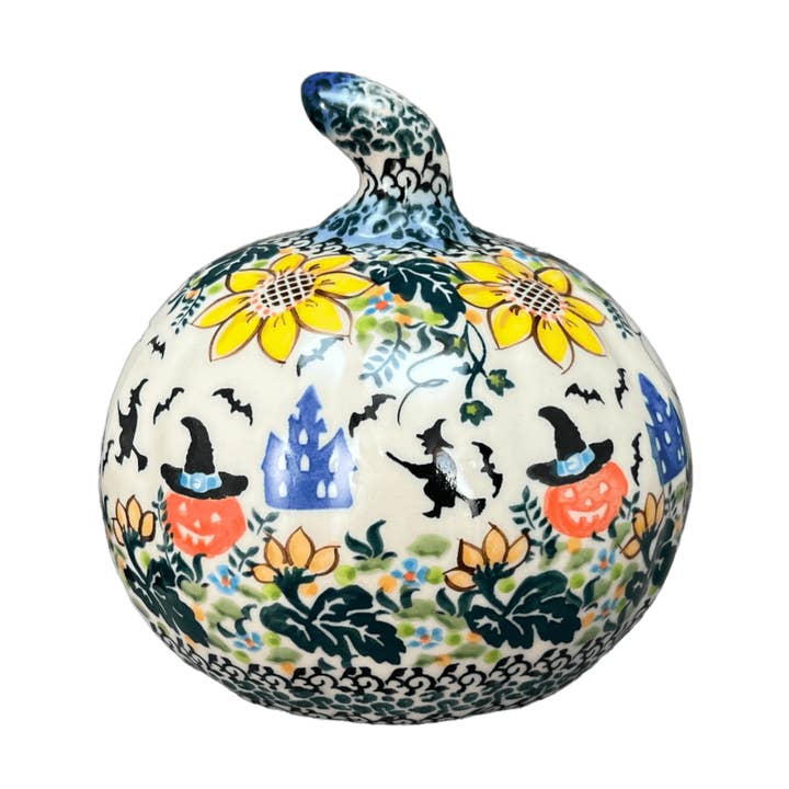 Decorative Pumpkin, 5.75" in "Trick or Treat" by Galia | GAD37-AH3 for wholesale by Polish Pottery Outlet