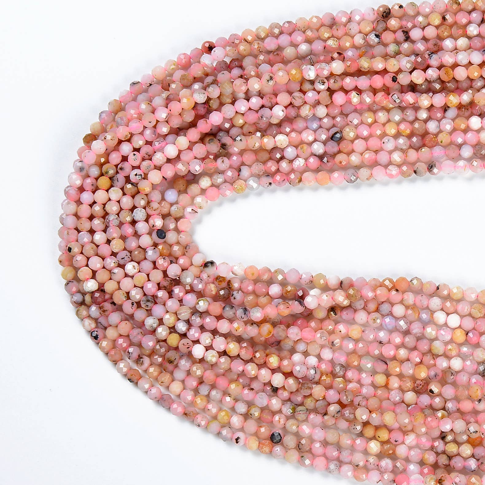 Beads Creation - Wholesale Beads - Peruvian Pink Opal Genuine Faceted Round Bead 3mm PRP5055
