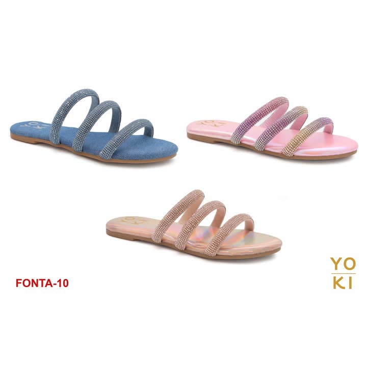 Yoki Fashion - Wholesale Sandaal - Dames - YOKI FONTA-10 strasssandalen met drie bandjes voor dames2
