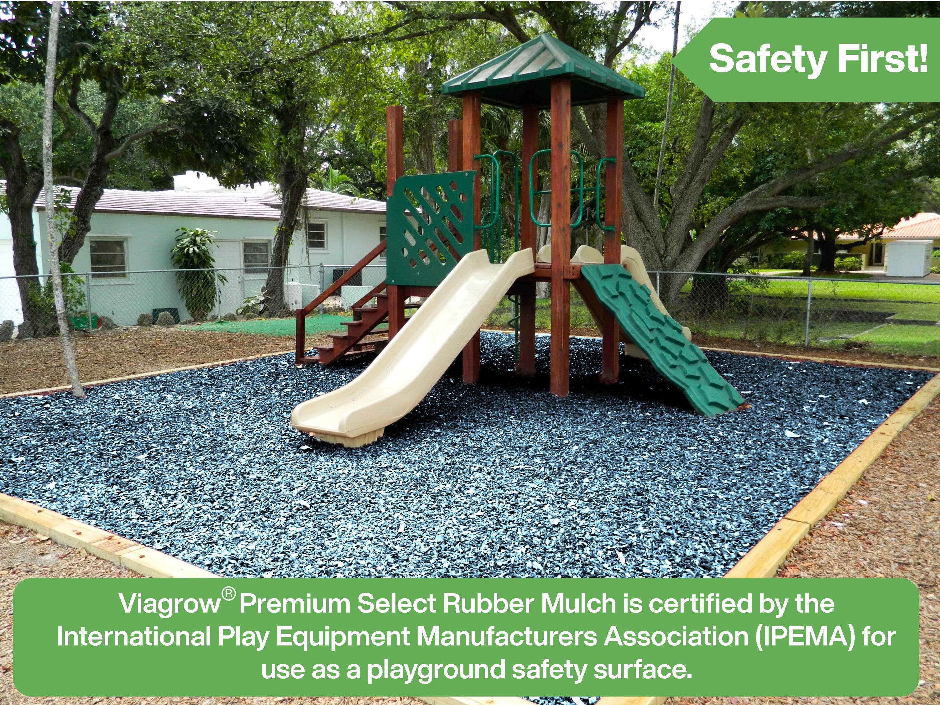 Viagrow – Großhandel Gartendeko/-schmuck – Blauer Gummispielplatz- und Landschaftsmulch von Viagrow, 1,5 CF Beutel (11,2 Gallonen / 42,3 Liter)2