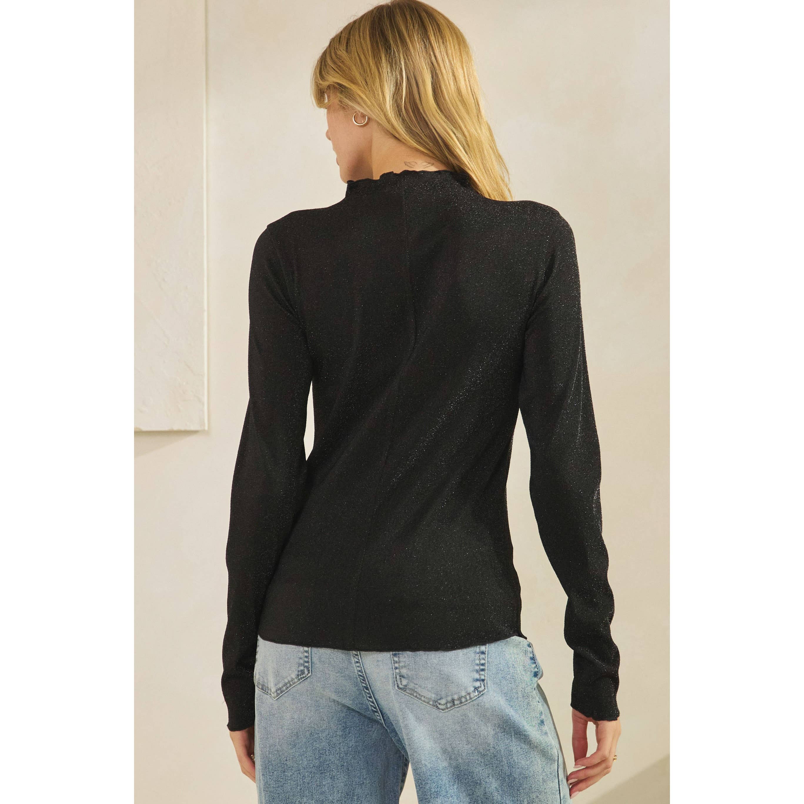 Sage + Fig – wholesale Blouse – Women’s – GLITTER MOCK NECK STRETCHY FITTED TOP (ST7493)14