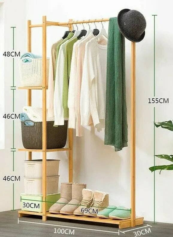 everythingbamboo - Wholesale Kapstok - Bamboe kledinghanger en kapstok met hoedenhouder, organiser voor kleding1