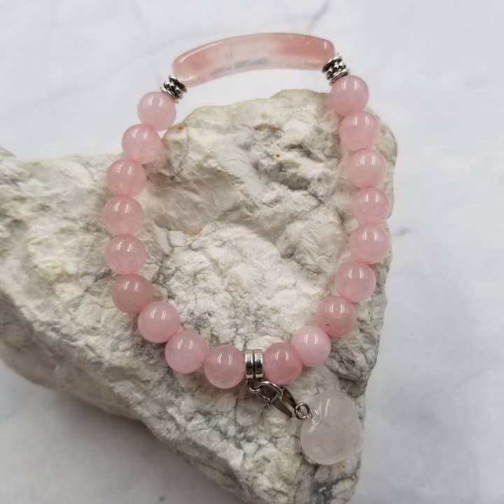 Rosa kristallpärlhjärtarmband för wholesale av The Pretty Jewellery