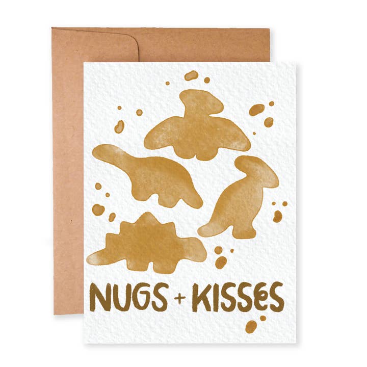 Nugs and Kisses | Punny Love Card | Carte de pépites de dinosaures pour la vente par Paper Dove Shop
