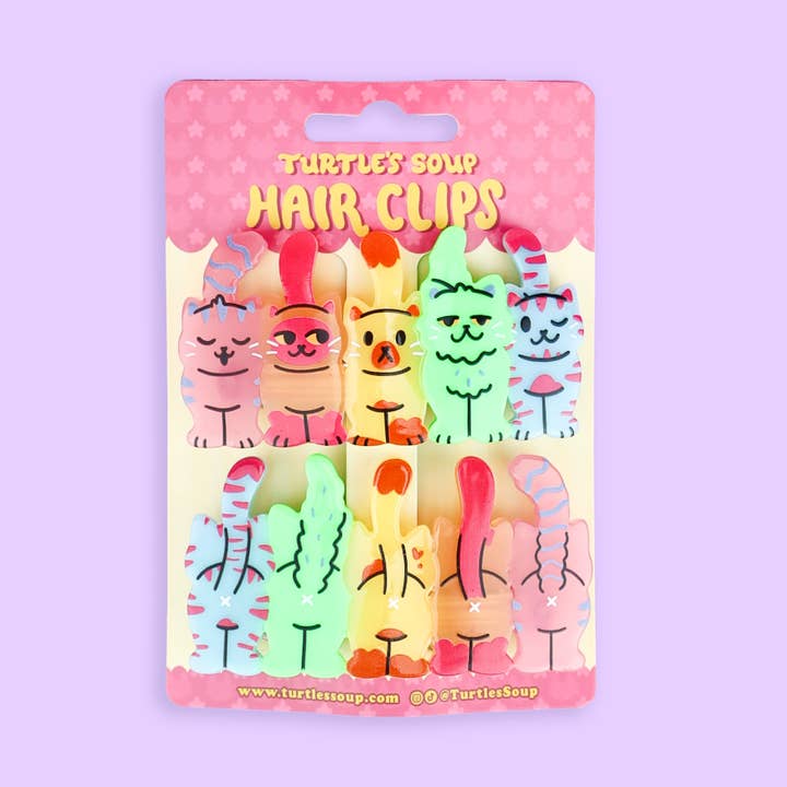 Turtle's Soup - Wholesale Hair Clip - Women's - Cat Butts Hair Clip Set, Cute Hair Accessories, Cat Clips