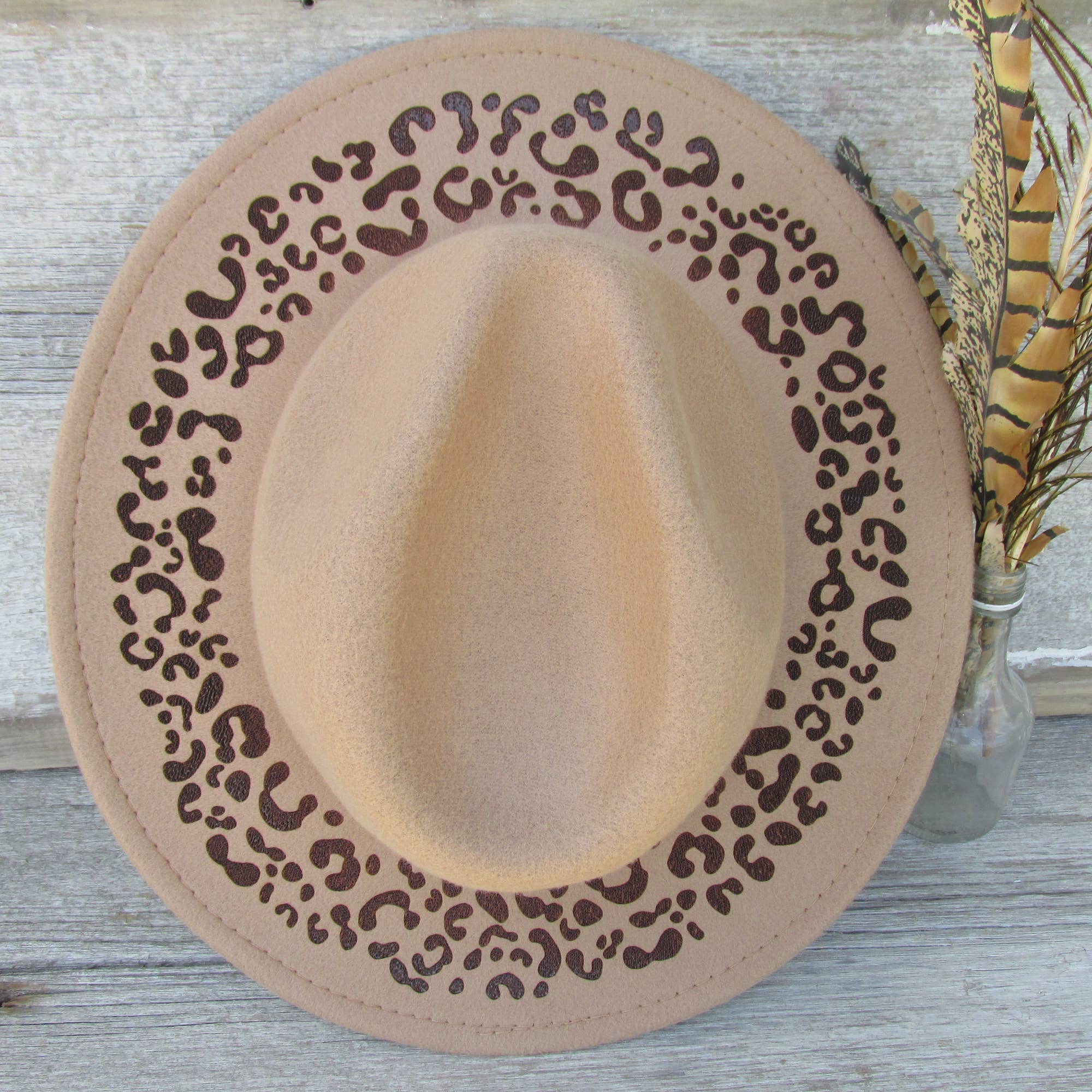 Memories for Life - Wholesale Fedora - Women's - Burned Felt Hat - Lasered Fedora Cowboy Hat - Cheetah3