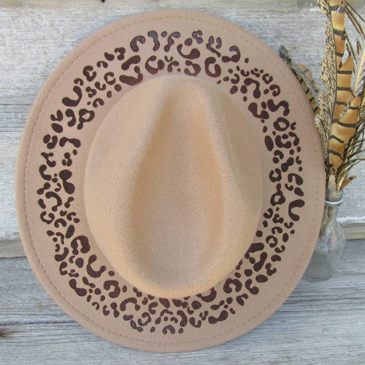 Memories for Life - Wholesale Fedora - Women's - Burned Felt Hat - Lasered Fedora Cowboy Hat - Cheetah3