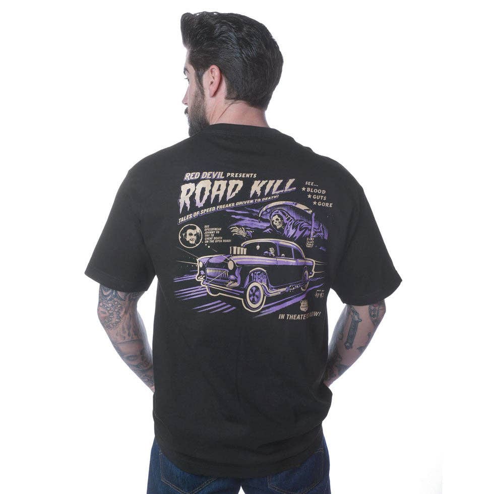 Black Road Kill Back Print T-Shirt for wholesale on Faire3