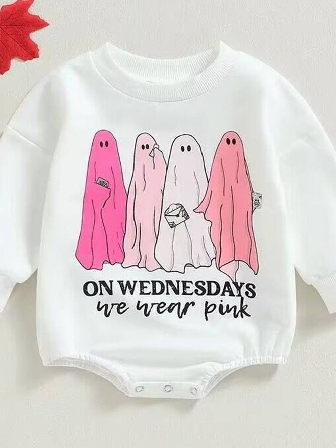 White Halloween Print Baby Romper ZK308 for wholesale by UNISHE