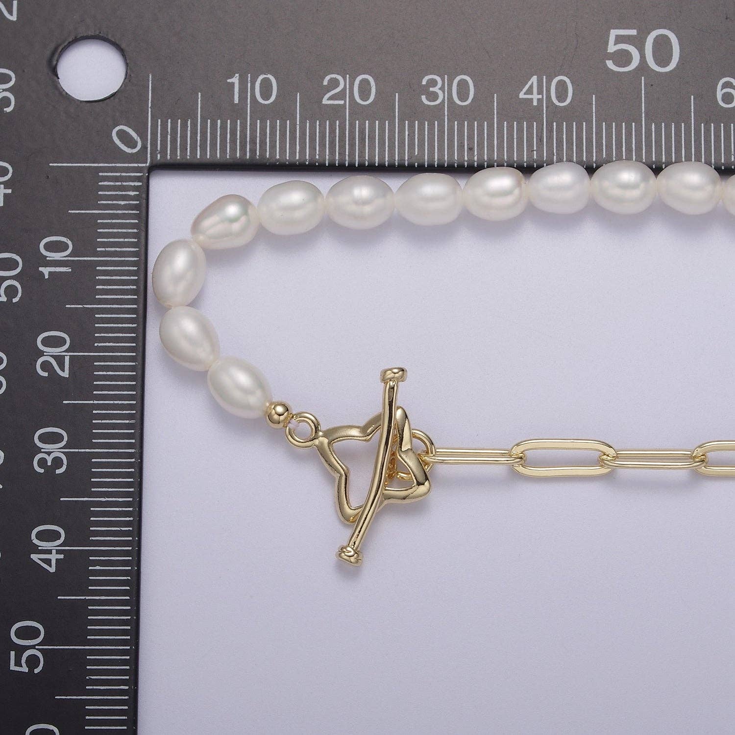 Aim Eternal - Wholesale Beaded/Pearl Necklace - 18k Gold Filled Paperclip Chain with Freshwater Pearls Layering Necklace Dainty Paperclip WA-8622