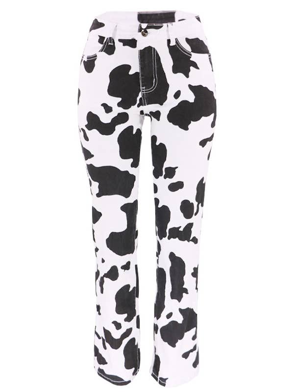 Rosa Clothing - Wholesale Jeans - Women's - Cow-Print High-Rise Jeans