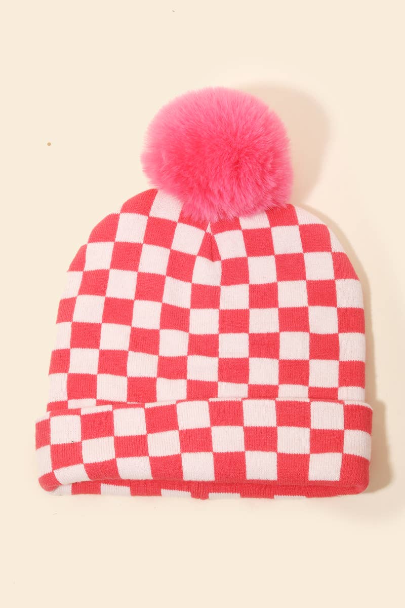 Anarchy Street - Wholesale Beanie - Women's - Checkered Pom Beanie3