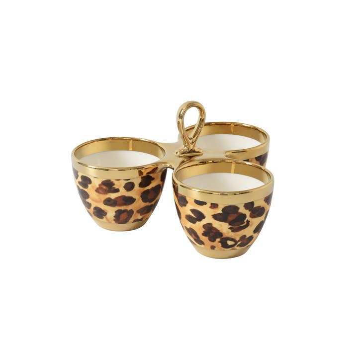 Servidor de 3 partes - 22.2x22.2x8.3cm - ANIMAL PRINT por atacado de Pampa Bay