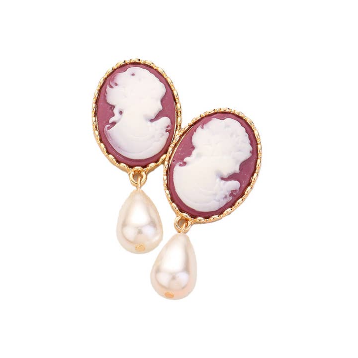 Sensibling Corp. - Wholesale Dangle Earrings - Teardrop Pearl Dangle Cameo Earrings3