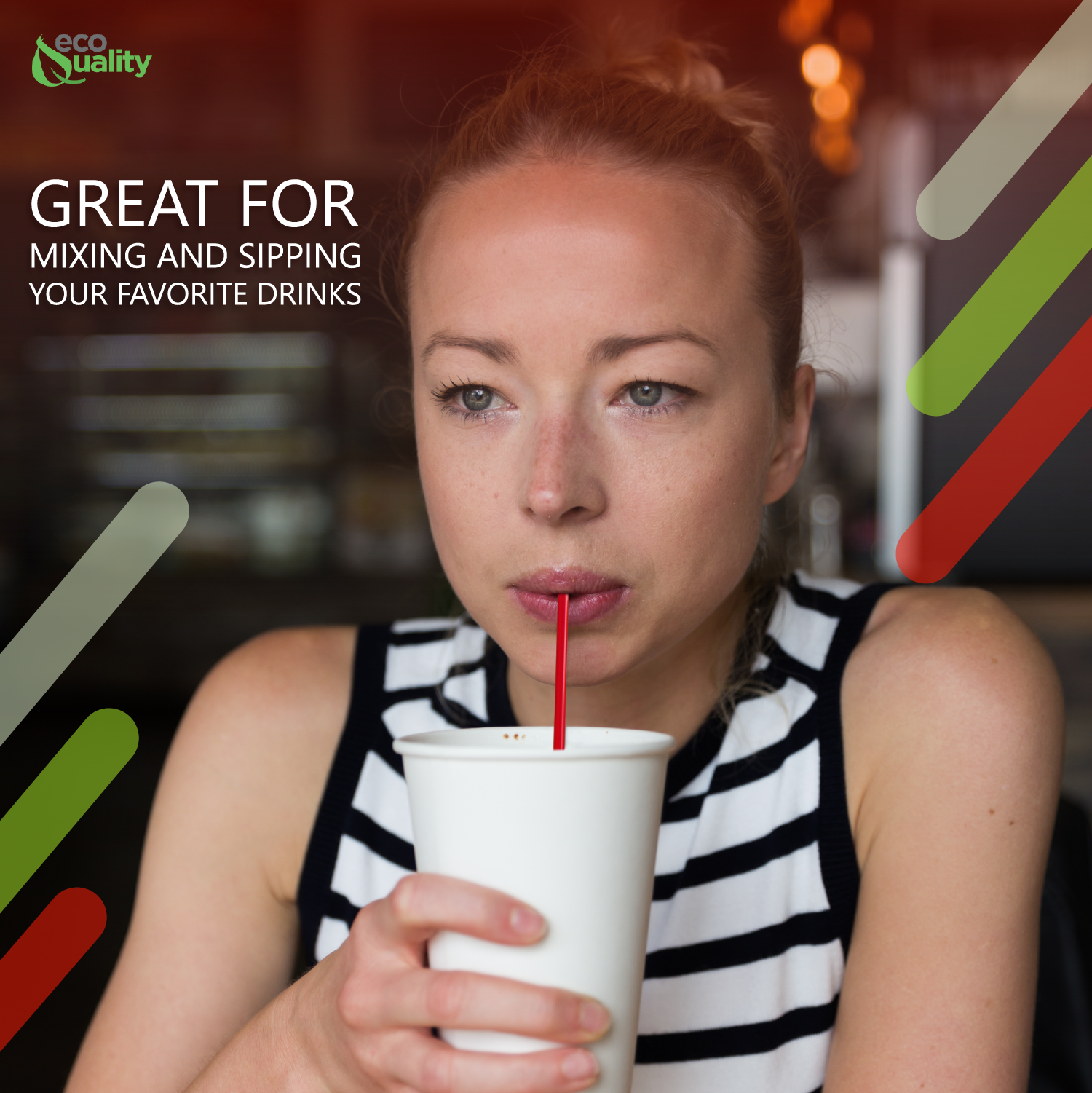 EcoQuality - Wholesale Drink Stirrer - 5" Red Plastic Stirrer Sip Straws For Coffee, Cocktail, Latt6