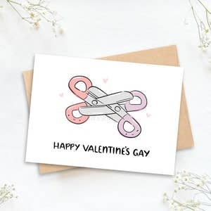 Carte de vœux gay Scissors Happy Valentine pour la vente par inkbymi