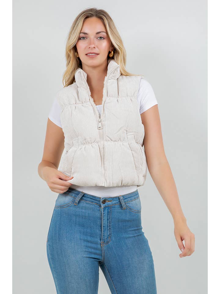 Veracci - Venta al por mayor Chaleco de abrigo - Mujer - Chaleco Vintage de Pana con Forro de Sherpa17