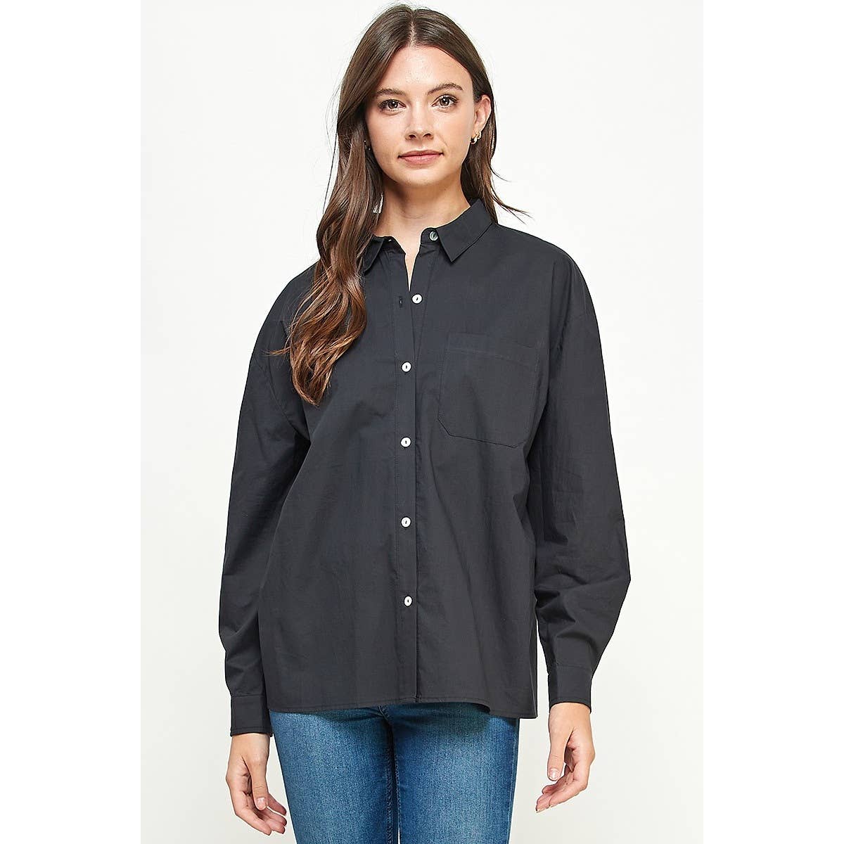 FUN2FUN - Wholesale Button Down Shirt - Women's - POPLIN COTTON BUTTON DOWN POCKET SHIRT20