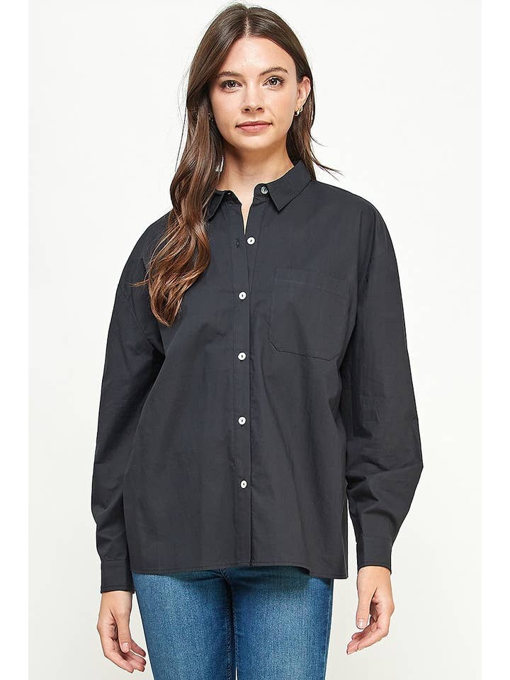 FUN2FUN - Wholesale Button Down Shirt - Women's - POPLIN COTTON BUTTON DOWN POCKET SHIRT20