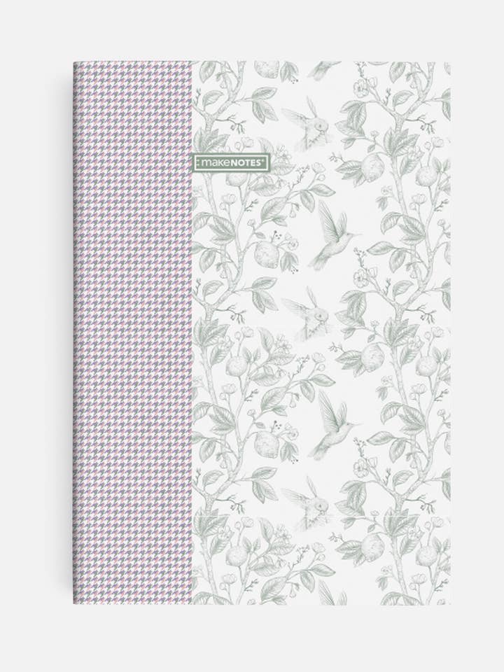 PERSONALIZED INTERIOR A5 STAPLED NOTEBOOK PATTERNED COLIBRI for wholesale by MAKENOTES