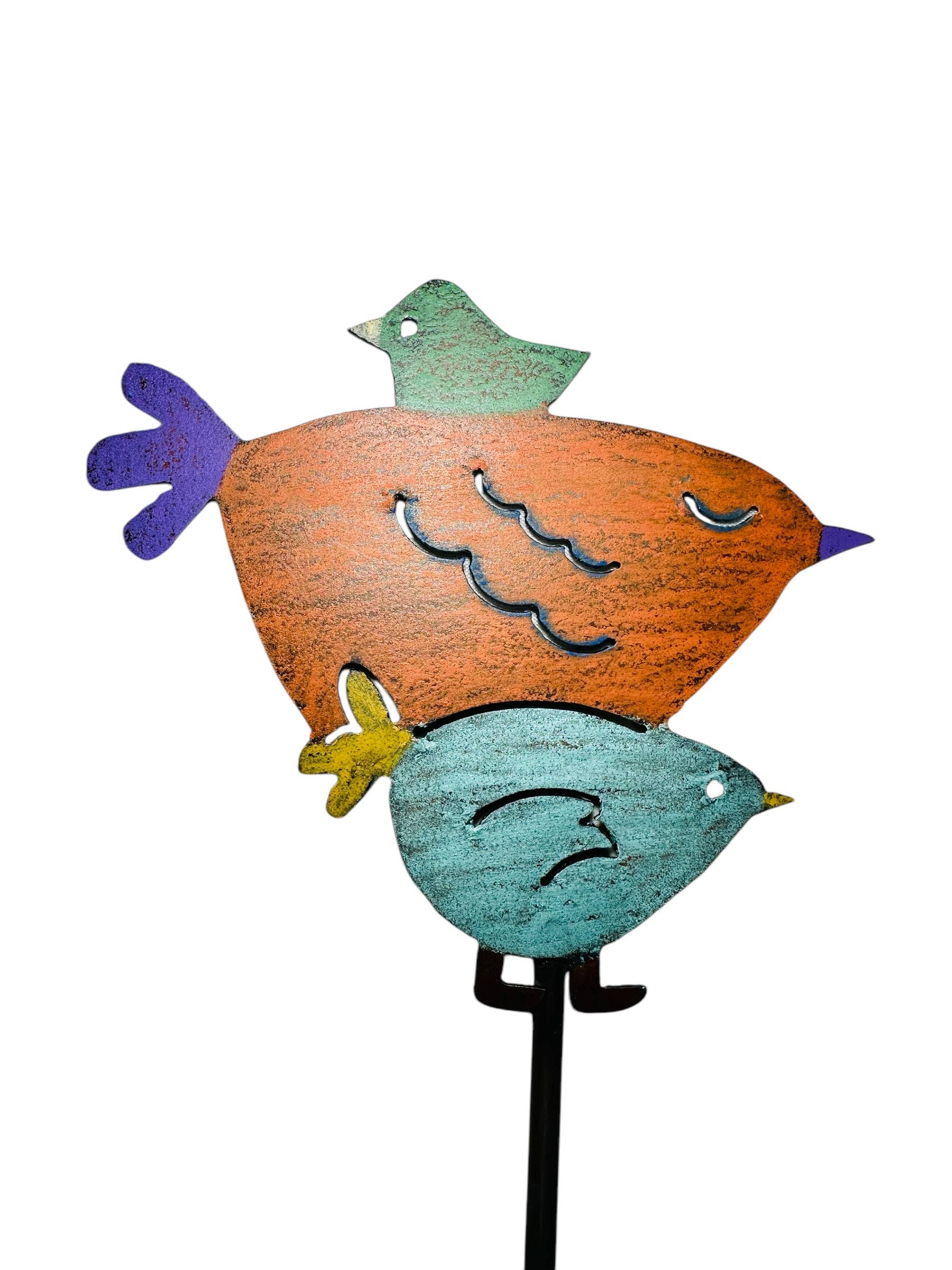 Whimsies – Großhandel Pfosten/Pfähle – Vogel-Gartenstab mit drei verspielten Vögeln – handgefertigter Pflanzstab für Garten und Hauspflanzen2