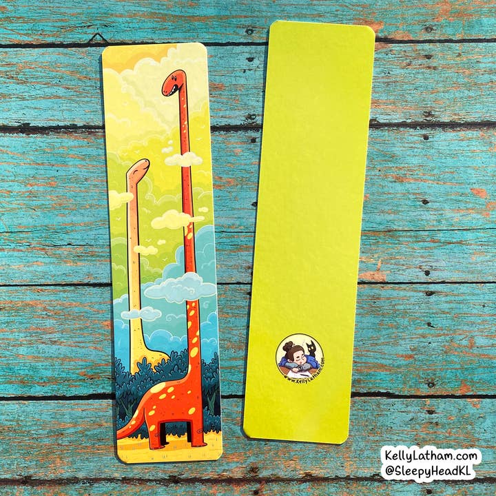 Dinosaur Clouds Bookmark - Cute Funny Dinos Brontosaurus for wholesale by Kelly Latham Art