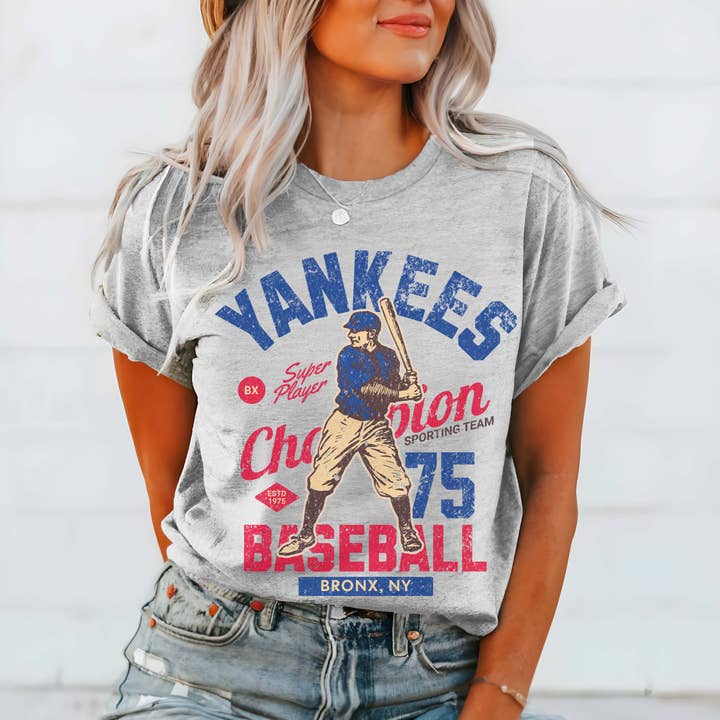 Yankees Vintage Baseball Team Wholesale Tee - Quick Shipping for wholesale by Limeberry Designs