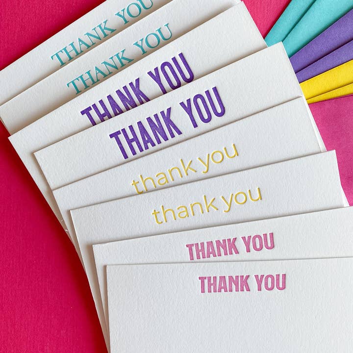 Moriah Creates - Wholesale Stationery/Notecard Set - Bright Thank You Cards (Set Of 8) - Luxe Letterpress