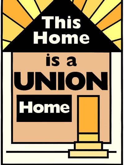 Union Hjem (Plakat) for engroshandel hos Ricardo Levins Morales Art Studio