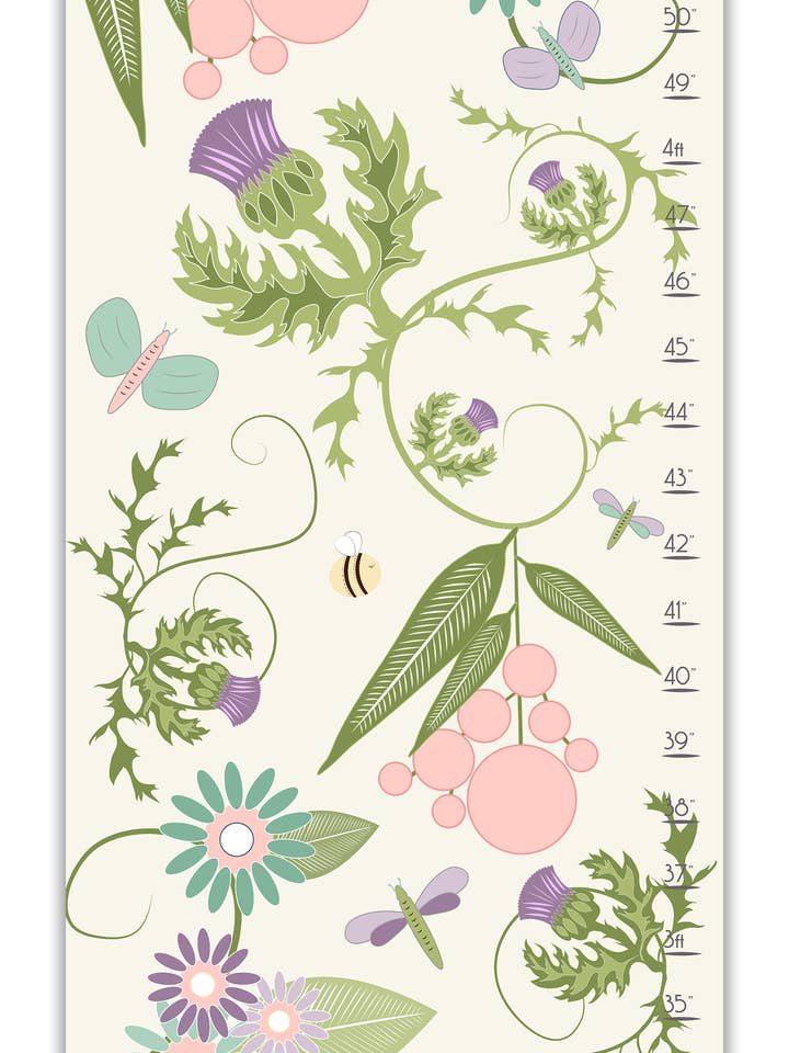 Tableau de croissance personnalisé Chardon violet et rose pour la vente par Finny and Zook