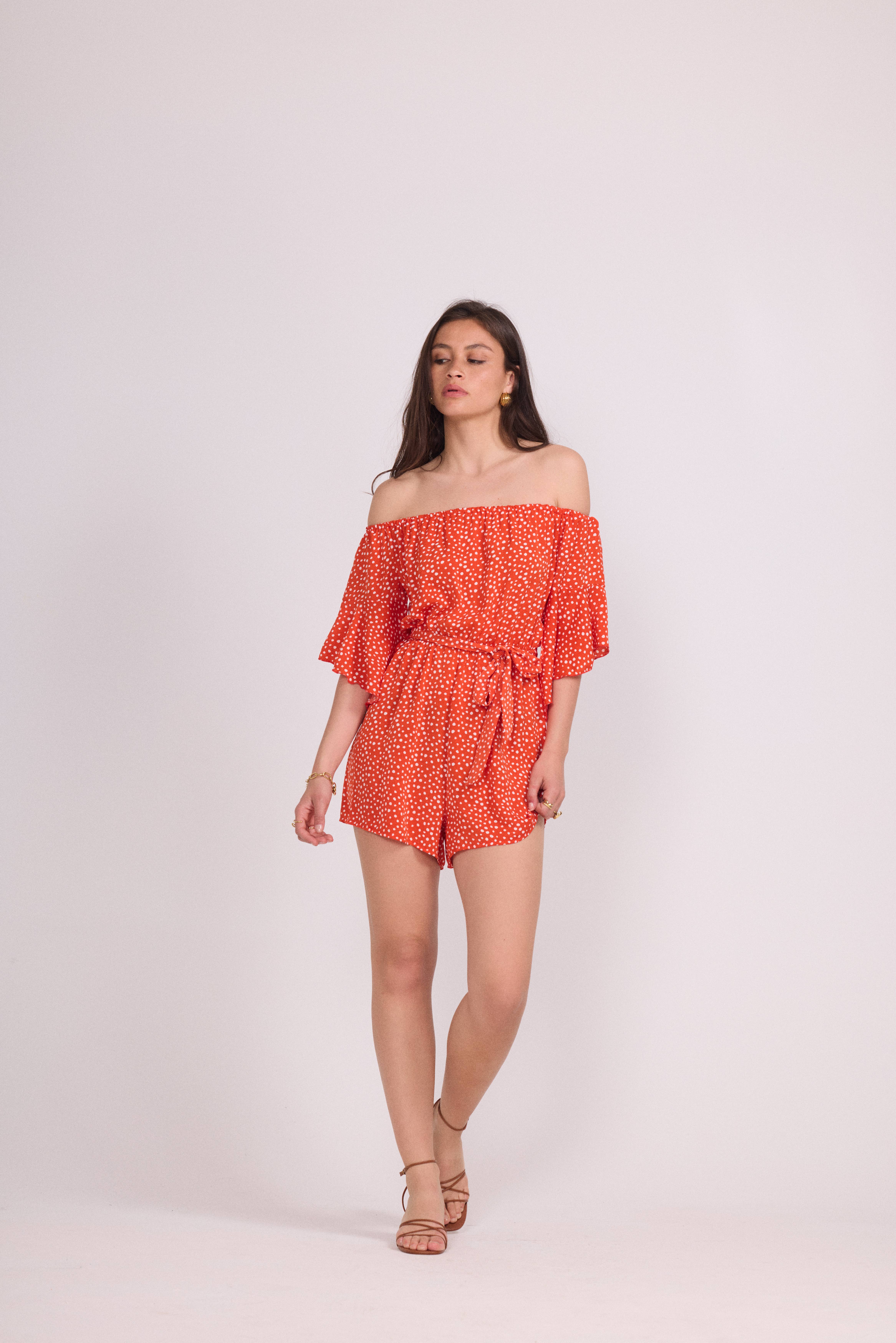 LUCCE – Romper - Mulher por atacado – Macacão curto às bolinhas - 4824A3