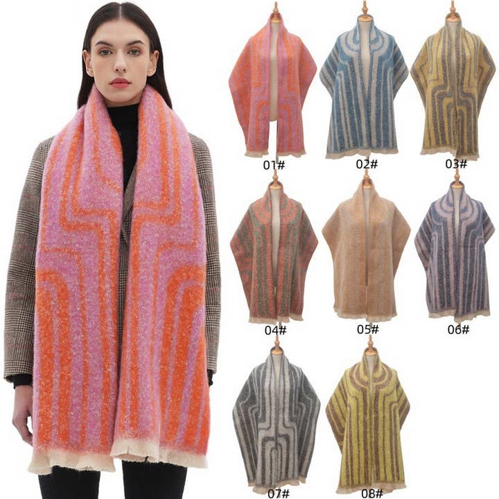 ACCITY - Wholesale Scarf - Women's - Geometric Loop Yarn Winter Scarf with Shawl Wrap_CWASC087014