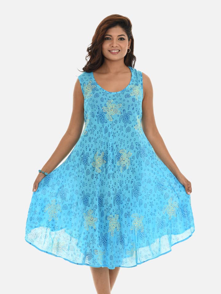 Midi-Kleid mit Schildkrötenmuster aus Viskose für Damen für den Großhandel von Shoreline Wear. INC