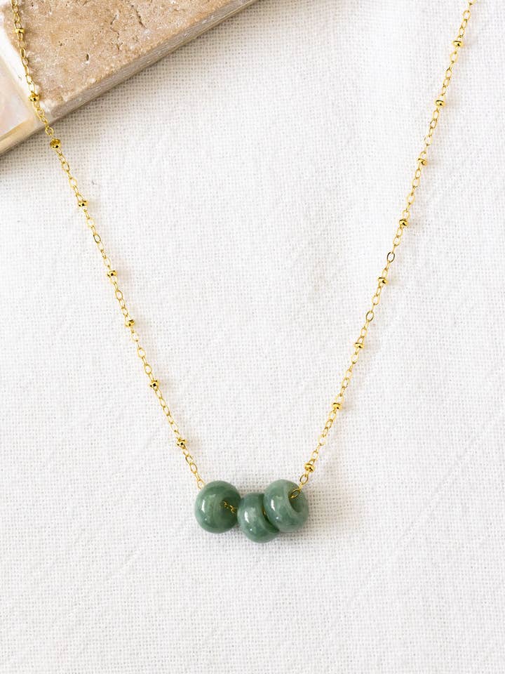 Triple Donut Jade Beam Necklace for wholesale by Laine Honolulu