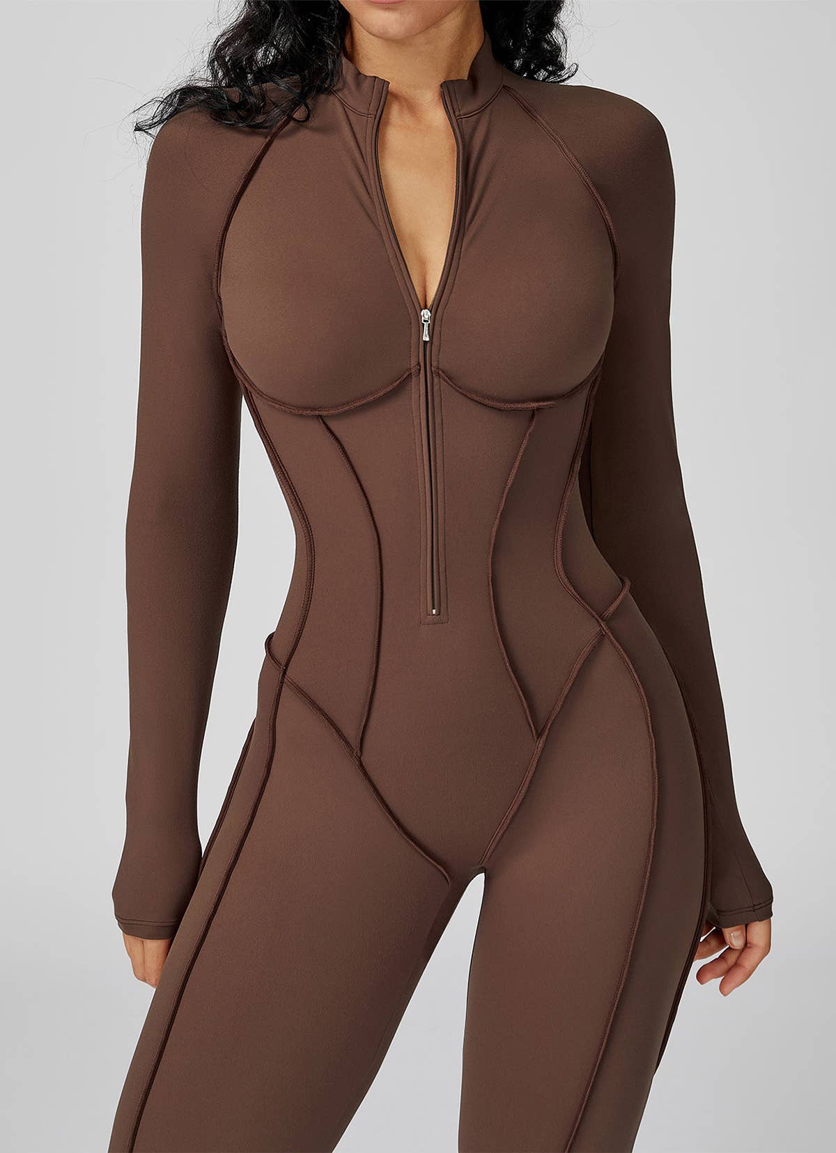 Crave by FW - Wholesale Unitard - Women's - Long Sleeve Zip Front Sport Jumpsuits One Yoga Rompers6