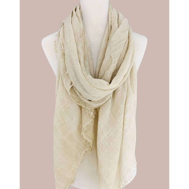 JC Sunny Fashion - Vente Écharpe – femme - Écharpe surdimensionnée en couleur unie délavée à la pierre avec bords bruts JC02103712