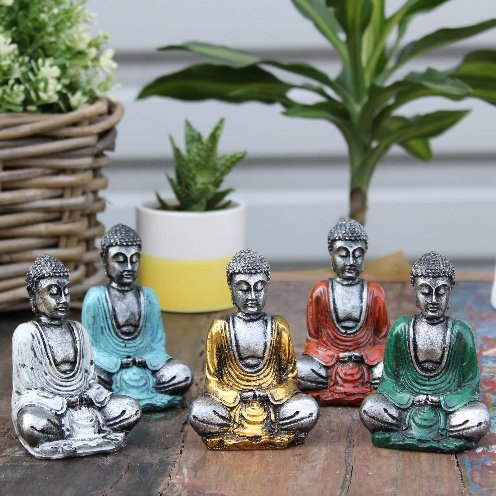 Ancient Wisdom – wholesale Decorative figurine – Silver Mini Buddha (Assorted Colours)1