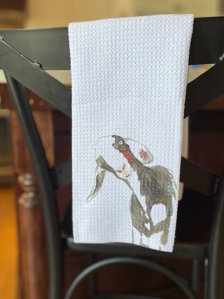 Black and White Goat Towel for wholesale by Krafty Inc