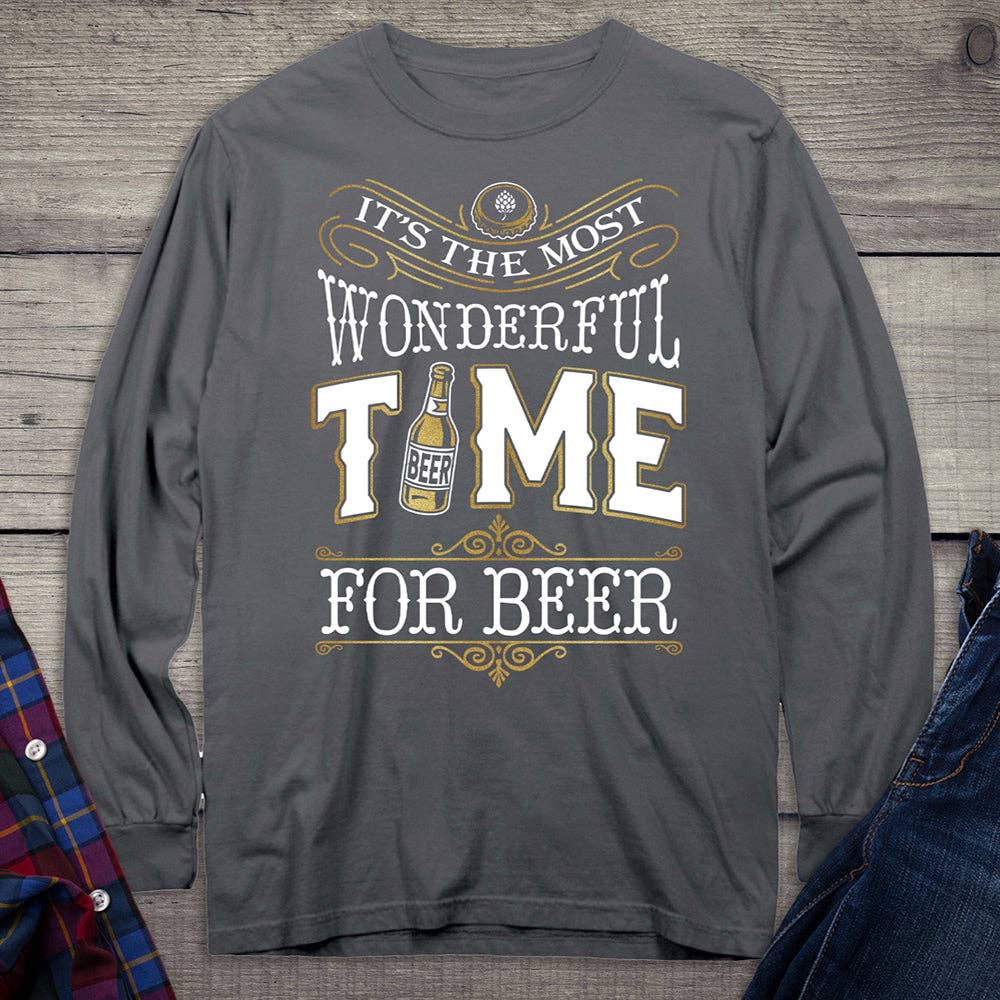 Artopia - Wholesale Screen Printed T-Shirt - Unisex - Wonderful Time For A Beer Metallic Long Sleeve Shirt2