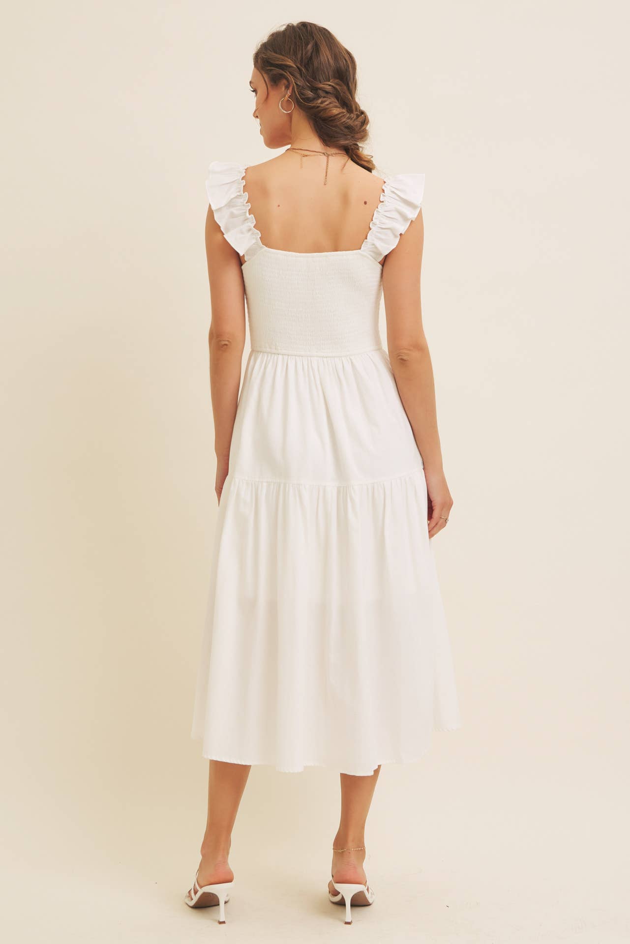 in february – wholesale Klänning - Dam – Klänning midi med volangärmar och sömdetaljer16