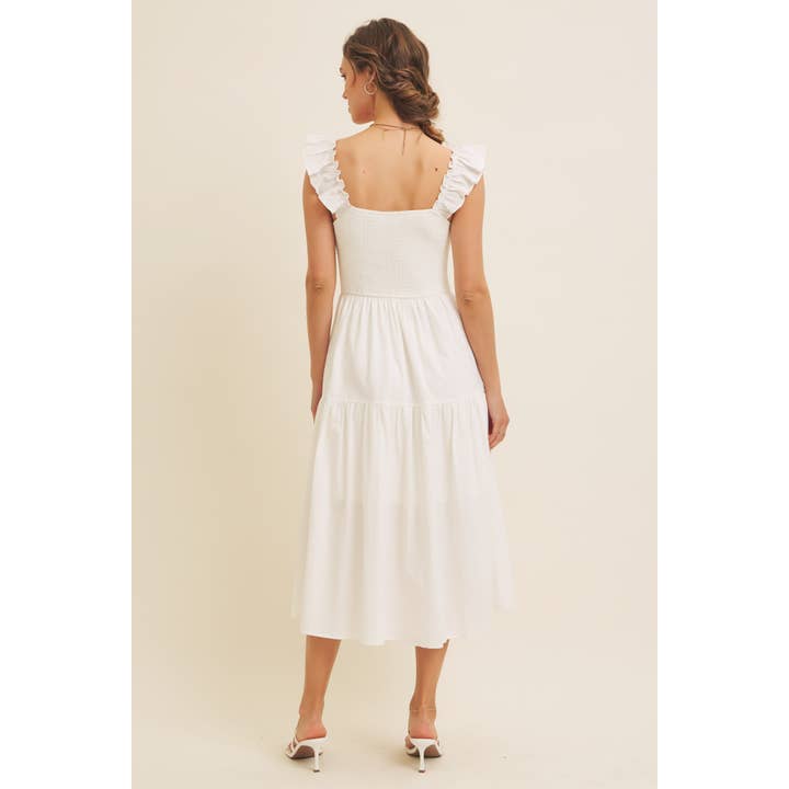 in february – wholesale Klänning - Dam – Klänning midi med volangärmar och sömdetaljer16