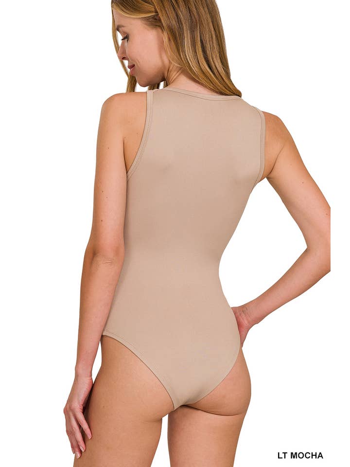 42POPS - Wholesale Bodysuit - Women's - ',,.._ Boat Neck Microfiber Sleeveless Bodysuit