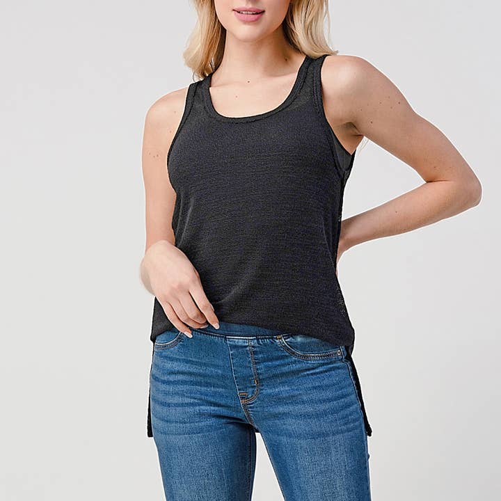 Heimious - Vendita all'ingrosso Canotta - Donna - Canotta Slub Texture con spacchi laterali, T46735