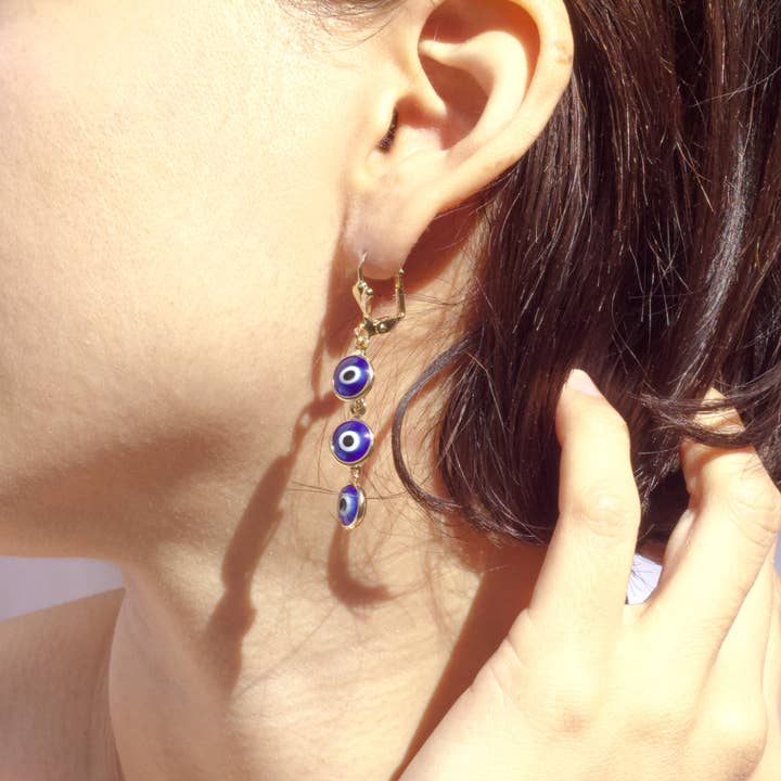 Dangle Bead Evil Eye Earrings for wholesale by Lacosta Jewelry Corp