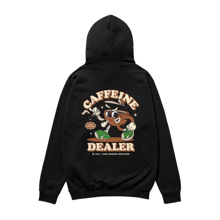 Caffeine Dealer Heavyweight Organic Hoodie Black for wholesale by Weekend Concept
