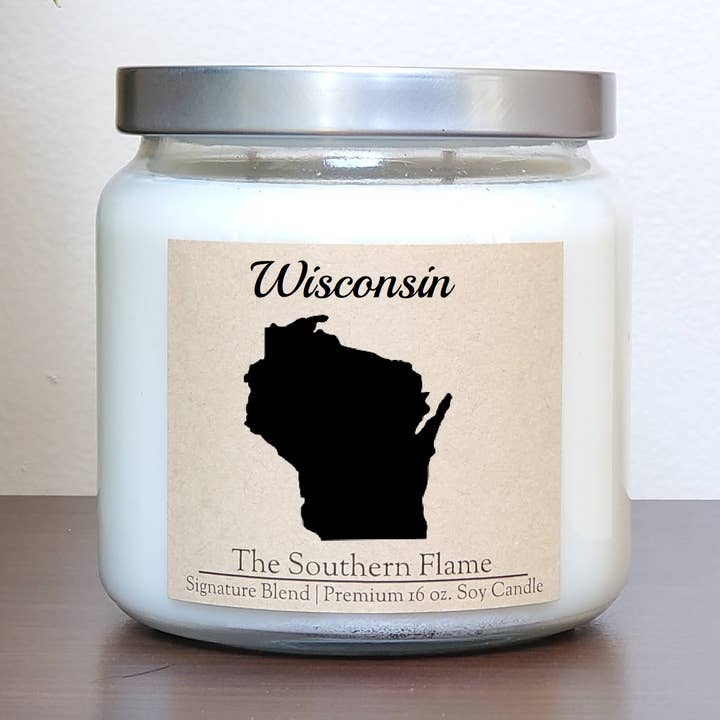 Wisconsin State Candle | Homesick Candle | Long Distance Gift for wholesale by The Southern Flame