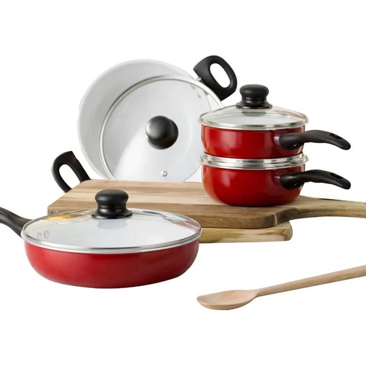 Lexi Home - Wholesale Cookware Set - Chef's Delight 8-Piece Petite Aluminum Ceramic Cookware Set